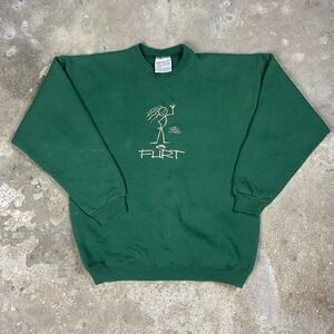 Vintage 90s Hanes Heavyweight Pullover Size Large Green Stick World Crewneck
